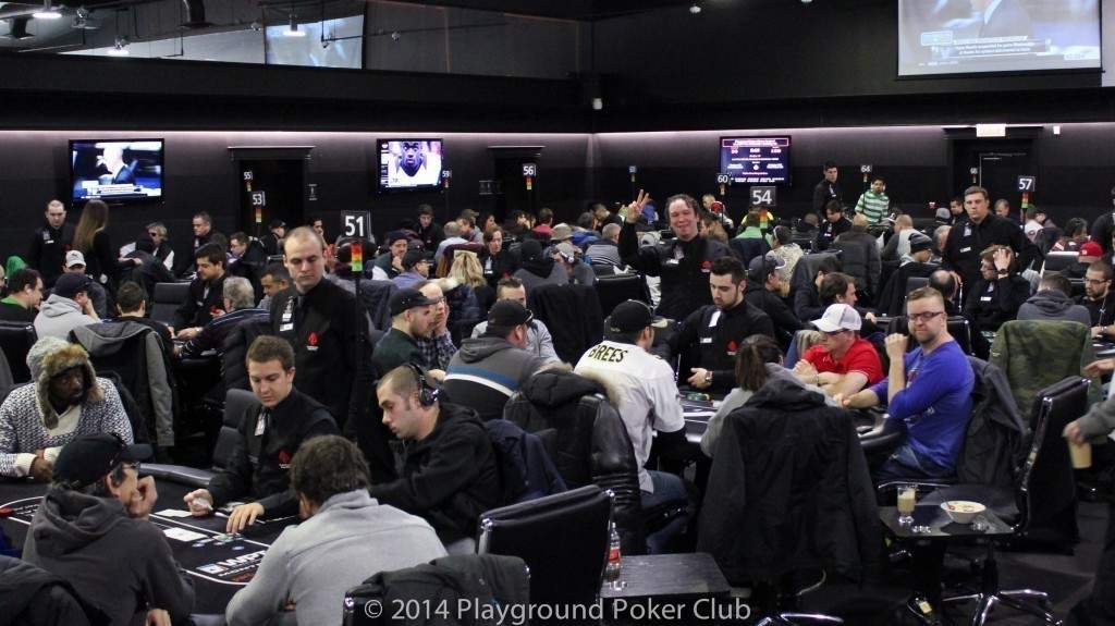 The Tournament Hall at Playground Poker Club at the beginning of Day 1a of The Wild $150 in the Playground Winter Festival 2015.